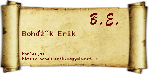 Bohák Erik névjegykártya